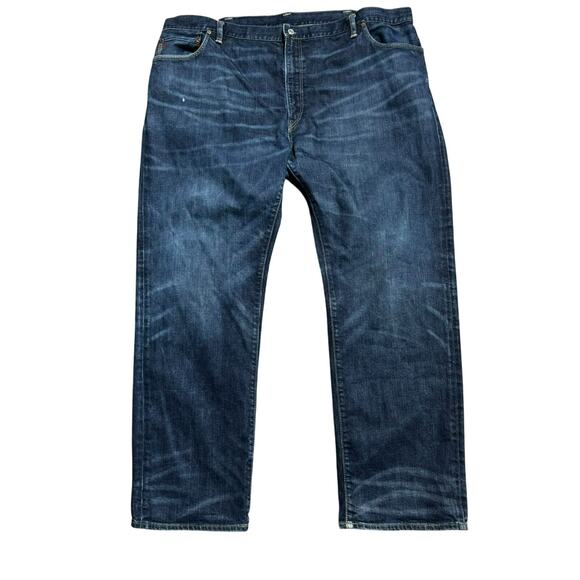 POLO RALPH LAUREN Men's 46x32 Dark Wash Blue Jeans Bootcut‎ Vintage Dungarees - Picture 1 of 12
